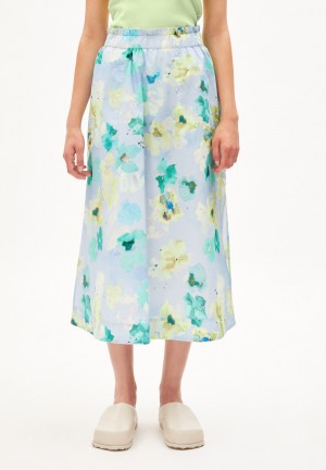 ARMEDANGELS AAIMEMI AQUA FLORAL Woven Skirt Regular Fit made of Organic Cotton Morning Sky | WHAI-17923