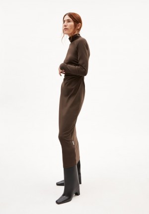 ARMEDANGELS ADAAJA LONGSLEEVE Jersey Dress Slim Fit made of Organic Cotton Mix Kaffee | DKUV-18023