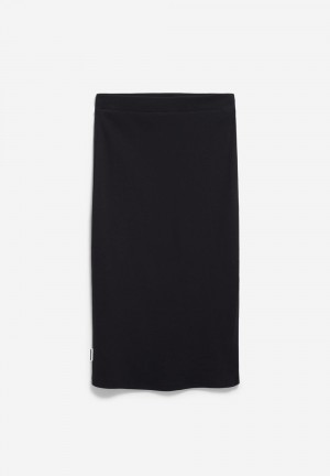 ARMEDANGELS AZITAA Rib-Jersey Skirt Slim Fit made of Organic Cotton Mix Schwarz | LAJK-38106