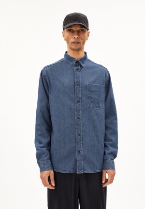 ARMEDANGELS BAASO Shirt Relaxed Fit made of Organic Cotton Mix Indigo | OHTS-34598