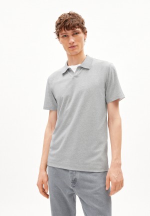 ARMEDANGELS BRAAN PREMIUM Polo T-Shirt Regular Fit made of Organic Cotton Mix Grau | NVUT-76039