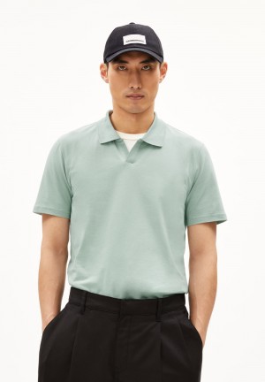 ARMEDANGELS BRAAN PREMIUM Polo T-Shirt Regular Fit made of Organic Cotton Mix Morning Dew | UHXV-52897