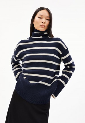 ARMEDANGELS CHANAA STRIPES Sweater Loose Fit made of Organic Cotton Night Sky-oatmilk | BHRN-51487