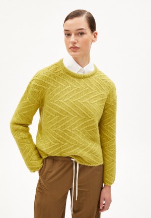 ARMEDANGELS DAAGNY DIAGONAL Sweater Loose Fit made of Alpaca Wool Mix New Moss | UBJF-40876