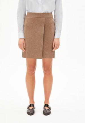 ARMEDANGELS DARLAA Knit Skirt Regular Fit made of Organic Wool Mix Cinnamon Dust Melange | LNIM-82679