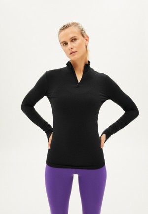 ARMEDANGELS DESNAA Activewear Longsleeve Slim Fit made of TENCEL™ Lyocell Mix Schwarz | FBDQ-87453