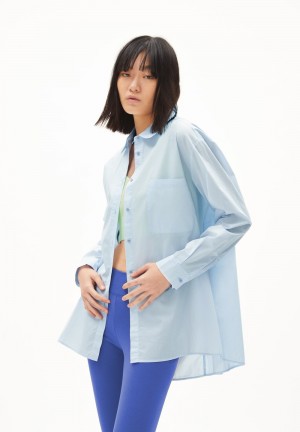 ARMEDANGELS EALGAA Blouse Loose Fit made of Organic Cotton Morning Sky | LJNQ-83926