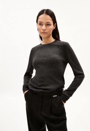 ARMEDANGELS ELDIAA Sweater Slim Fit made of extrafine Merino Organic Wool Steel Melange | QJZE-51724