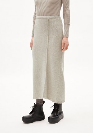 ARMEDANGELS ENOLAA SOFT Knit Skirt Regular Fit made of Merino-Wool Mix Sand Stone | VHPT-17932