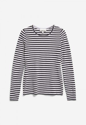 ARMEDANGELS ENRICCAA STRIPES Longsleeve Slim Fit made of Organic Cotton White-black | BTMG-78526