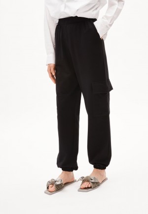 ARMEDANGELS GAABRIELE UTILITY Jersey Pants made of Organic Cotton Mix Schwarz | UAYK-58746