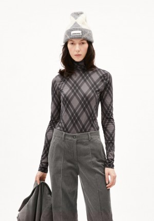 ARMEDANGELS GRAZILIAA ARGYLE Longsleeve Slim Fit made of Organic Cotton Iron Cast | YVNI-18549