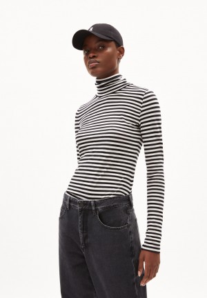 ARMEDANGELS GRAZILIAA STRIPES Longsleeve Slim Fit made of Organic Cotton Weiß | PUME-28306