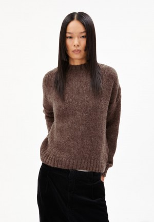 ARMEDANGELS INARAA PUIJPU Sweater Oversized Fit made of Alpaca Wool Mix Tiefesbraun | CISR-96205