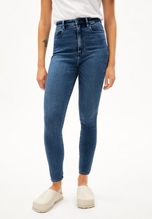 ARMEDANGELS INGAA Jeans Skinny Leg High Waist Organic Cotton Mix X-Stretch Blau | UXCT-82139