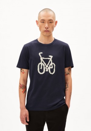 ARMEDANGELS JAAMES FUN BIKE T-Shirt Regular Fit made of Organic Cotton Night Sky | MKRQ-46283