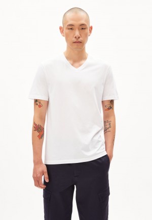 ARMEDANGELS JAAMES V-NECK T-Shirt Regular Fit made of Organic Cotton Weiß | BASP-05928