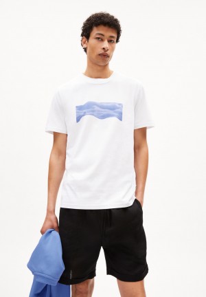 ARMEDANGELS JAAMES WAVY CLOUDS T-Shirt Regular Fit made of Organic Cotton Weiß | JUNP-79612