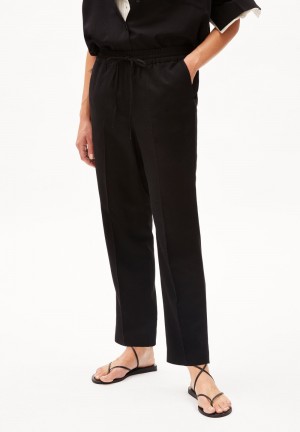 ARMEDANGELS KAADIA TAPERED LINO Woven Pants made of Linen-Mix Schwarz | UONC-97485