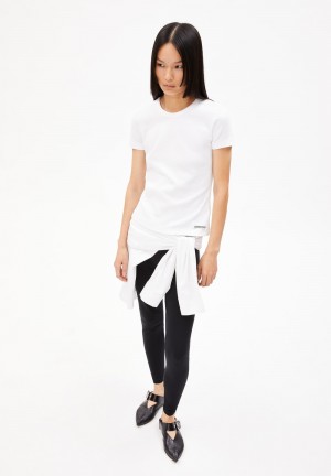 ARMEDANGELS KARDAA Rib-T-Shirt Regular Fit made of Organic Cotton Mix Weiß | YGRF-05761