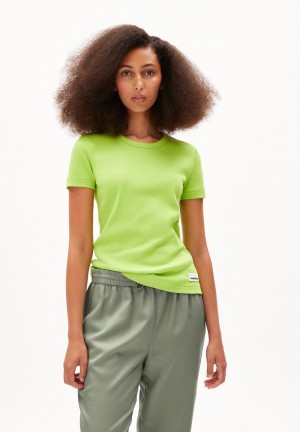 ARMEDANGELS KARDAA Rib-T-Shirt Regular Fit made of Organic Cotton Mix Super Lime | ENSA-30925