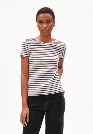 ARMEDANGELS KARDAA STRIPES Rib-T-Shirt Regular Fit made of Organic Cotton Mix Lavendel | HLCU-32609