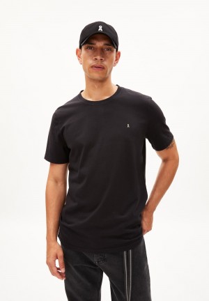 ARMEDANGELS LAARON Heavyweight T-Shirt Relaxed Fit made of Organic Cotton Schwarz | KODV-69385