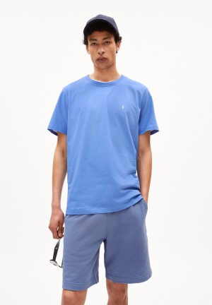 ARMEDANGELS LAARON Heavyweight T-Shirt Relaxed Fit made of Organic Cotton Blau | YWIT-83091