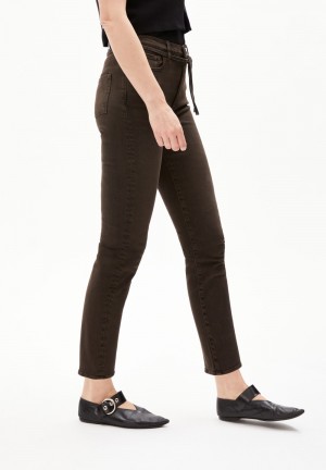 ARMEDANGELS LEJAANI X STRETCH Jeans Straight Leg High Waist Ankle Organic Cotton Mix X-Stretch Schwarz | YATF-23865