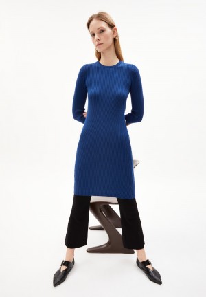 ARMEDANGELS LIAA RN Knit Dress Slim Fit made of Organic Cotton Indigo | CNHU-86597