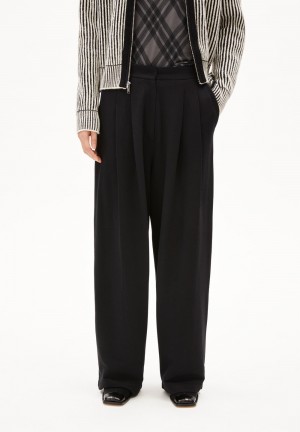 ARMEDANGELS LIRAA LOU WIDELEG Jersey Pants made of Organic Cotton Mix Schwarz | OYQT-16738