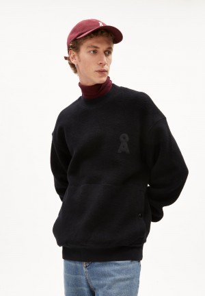 ARMEDANGELS LOMAAR FELPA Fleece Sweater Relaxed Fit made of Organic Cotton Schwarz | NHSE-02974