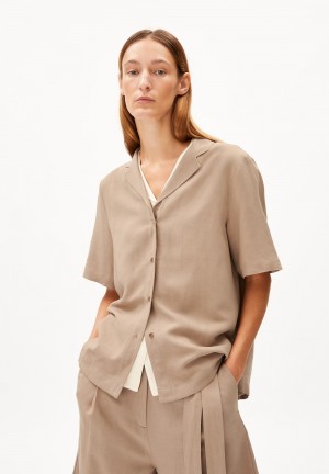 ARMEDANGELS MAAITE LINO Blouse Relaxed Fit made of Linen-Mix Cinnamon Dust | ALUO-61987