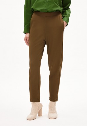 ARMEDANGELS MAGDAALENA Jersey Pants made of LENZING™ ECOVERO™ Mix Dried Moss | FLKN-17658