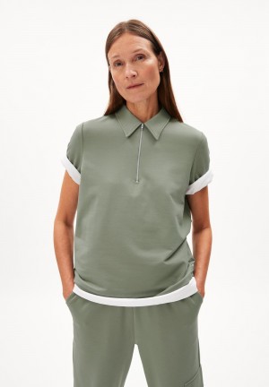 ARMEDANGELS MARIAA GUADALUPE T-Shirt Loose Fit made of Organic Cotton Mix Grau Grün | NXOP-52740