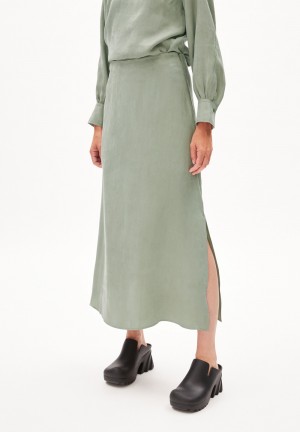 ARMEDANGELS MILAJAA Woven Skirt Regular Fit made of Lyocell Grau Grün | ATRE-08214