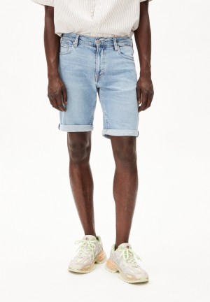 ARMEDANGELS NAAILO HEMP Denim Shorts made of Organic Cotton Hemp Mix Blau | UILM-42681