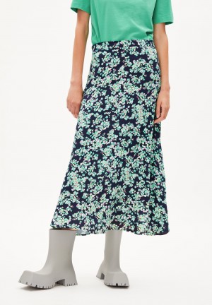 ARMEDANGELS SAALANJA DITSY FLORAL Woven Skirt Regular Fit made of LENZING™ ECOVERO™ Viscose Night Sky | GZTY-19520