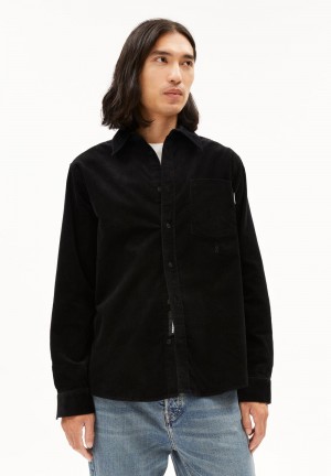 ARMEDANGELS SOMAAN Overshirt Regular Fit made of Organic Cotton Mix Schwarz | YXJQ-04327