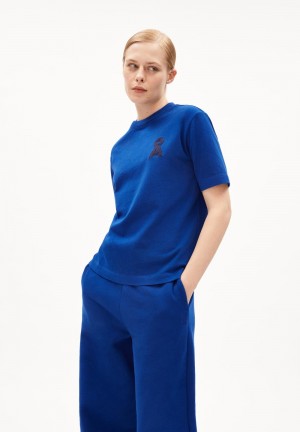 ARMEDANGELS TARJAA Å EMBRO Heavyweight T-Shirt Loose Fit made of Organic Cotton Mix Blau | YXFK-12675