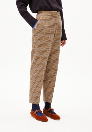 ARMEDANGELS WARMAAR PATTERN Woven Pants made of Organic Cotton Mix Dry Bark | AZEW-20315