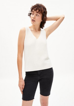 ARMEDANGELS WILMAA Knit Top Regular Fit of Organic Cotton Offwhite | QJAM-28046