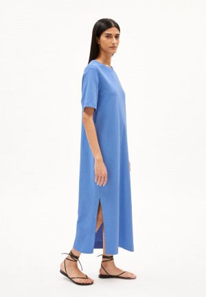 ARMEDANGELS XELINAA Heavyweight Jersey Dress Relaxed Fit made of Organic Cotton Mix Blau | YLVP-76092