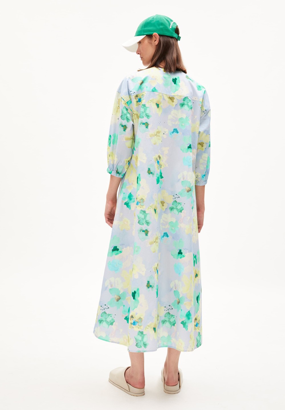 ARMEDANGELS AARVILIN AQUA FLORAL Woven Dress Oversized Fit made of Organic Cotton Morning Sky | TEZU-35976