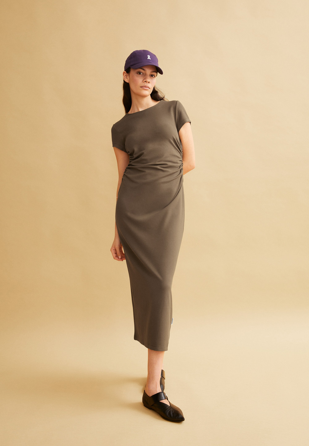 ARMEDANGELS ADAAJA Jersey Dress Slim Fit made of LENZING™ ECOVERO™ Viscose Mix Dried Moss | CRMG-45876