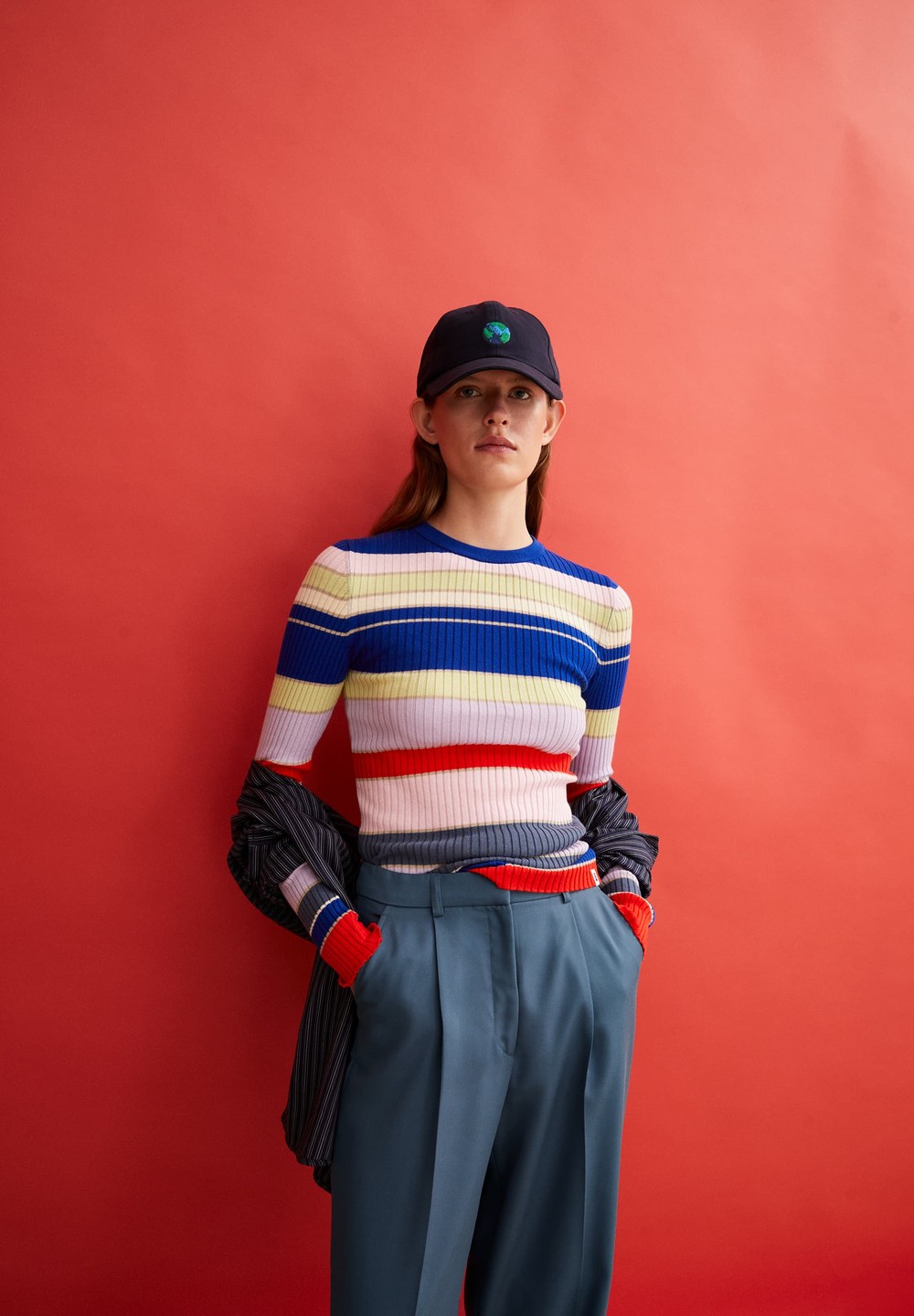 ARMEDANGELS ALAANIA COLLEGE STRIPE Sweater Slim Fit made of Organic Cotton Dynamo Blue-red Alert | FUCQ-74390