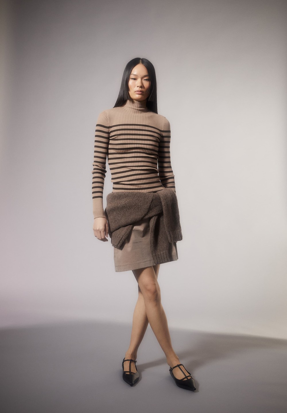 ARMEDANGELS ALAANIA PLACED STRIPES Sweater Slim Fit made of Organic Cotton Cinnamon Dust-coffee | SAQT-07492