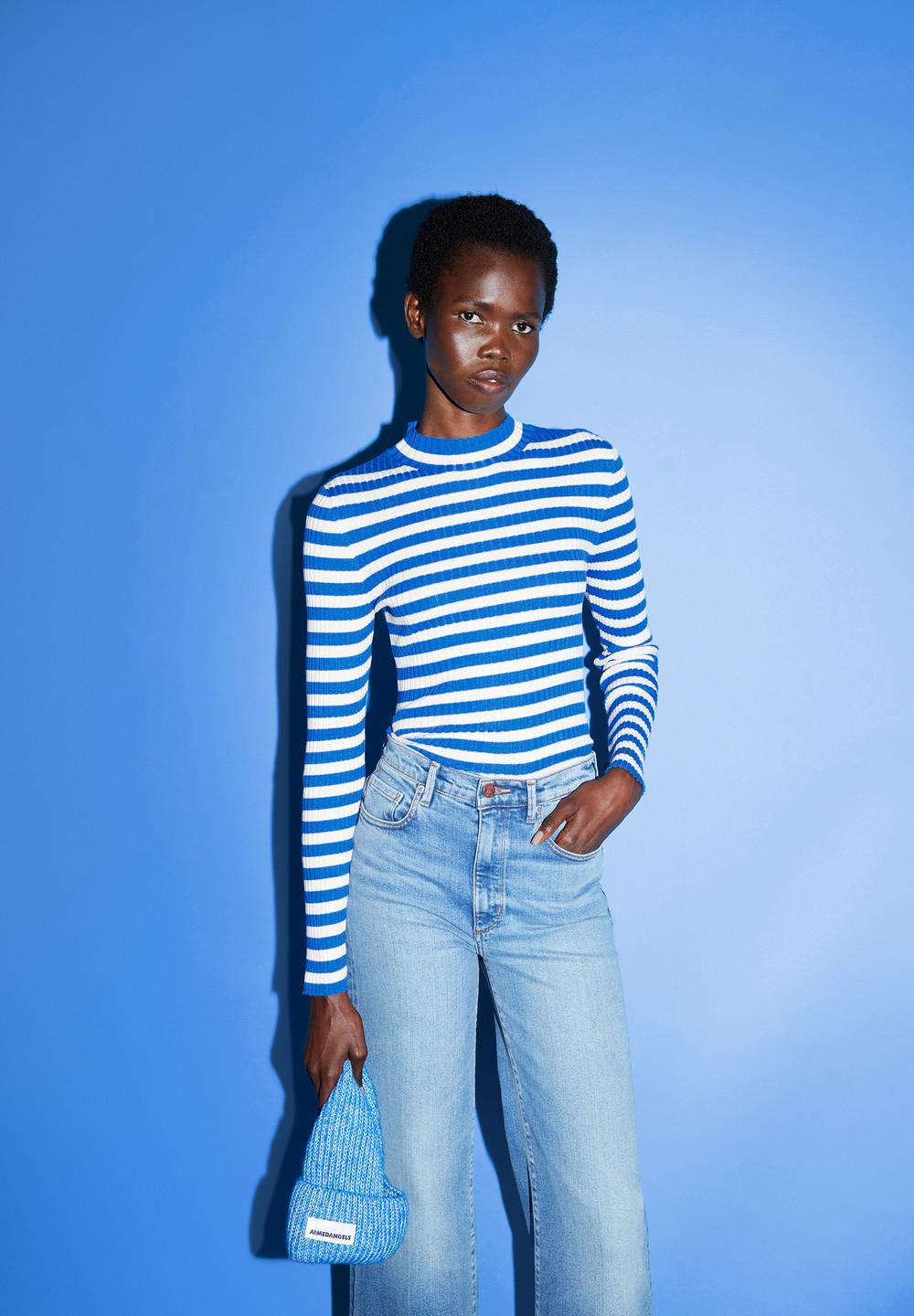 ARMEDANGELS ALAANIA STRIPED Sweater Slim Fit made of Organic Cotton Warm Blue-oatmilk | DCIV-54317