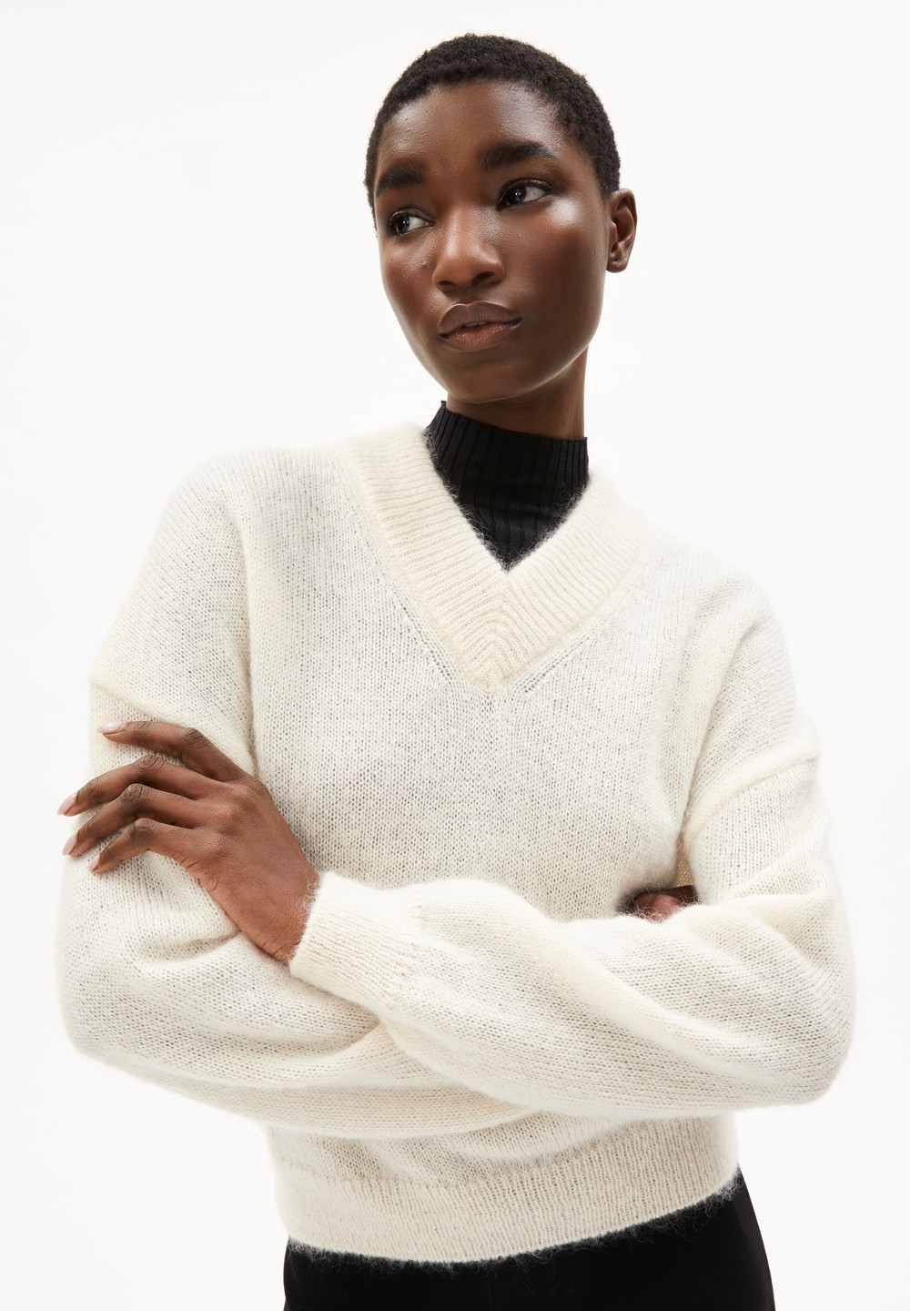 ARMEDANGELS ALBASAA MOHAIR Sweater Oversized Fit made of Mohair Wool Mix Oatmilk | DZAJ-97385