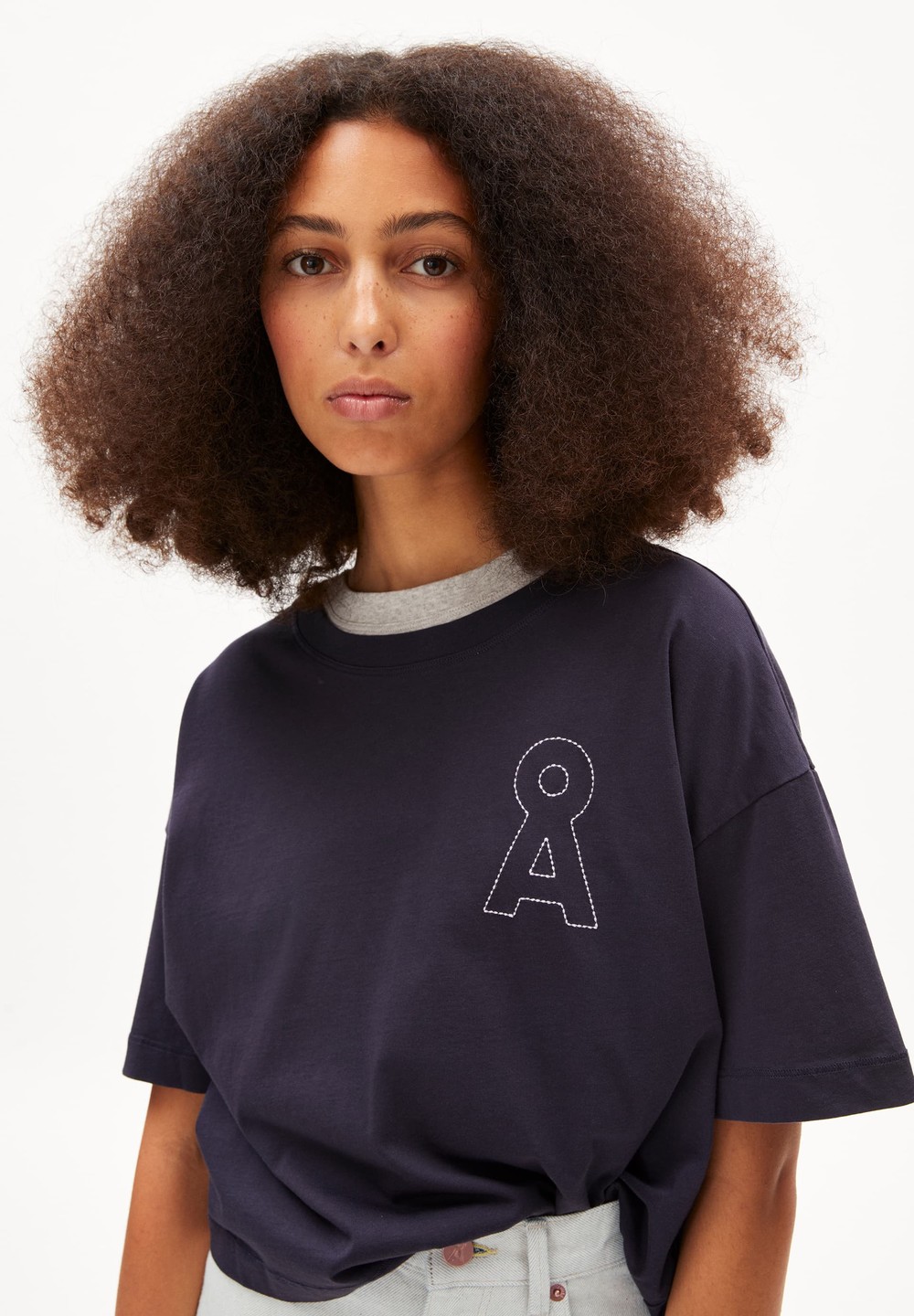 ARMEDANGELS ALBERTAA TEAAMMATE T-Shirt Loose Fit made of Organic Cotton Night Sky | FZSX-23048